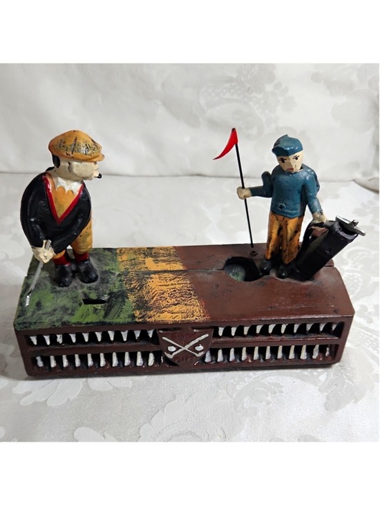 Unbranded Other - Vintage Golf Mechanical Cast Iron Coin Bank | Birdie Putter & Caddie Figurine